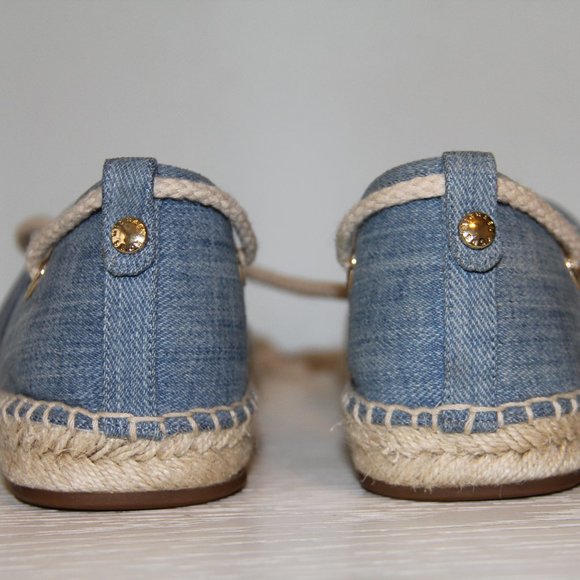 Michael Kors Margie Closed Toe Washed Denim tie-up Espadrille 7M - Picture 6 of 7